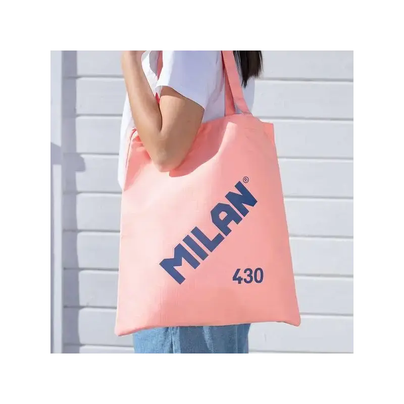 Milan Coleccion 430 Tote Bag Bolsa de Tela - Tamaño 50x38x41cm - Asa Larga 27cm - Tejido 'ripstop' - Color Rosa | Ahorro Imprimi