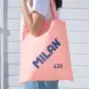Milan Coleccion 430 Tote Bag Bolsa de Tela - Tamaño 50x38x41cm - Asa Larga 27cm - Tejido 'ripstop' - Color Rosa | Ahorro Imprimi