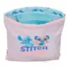 Safta Stitch Ohana Saco Plano - Bolsillo con Cremallera - Cierre con Cordones - 3L - 260x10x340mm - Color Rosa Pastel | Ahorro I