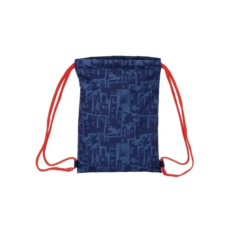 Safta Spider-Man Saco Plano - Bolsillo con Cremallera - Cierre con Cordones - 3L - Ligero y Compacto - 260x10x340mm - Color Azul