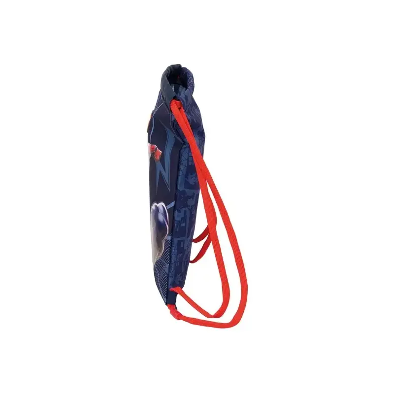 Safta Spider-Man Saco Plano - Bolsillo con Cremallera - Cierre con Cordones - 3L - Ligero y Compacto - 260x10x340mm - Color Azul