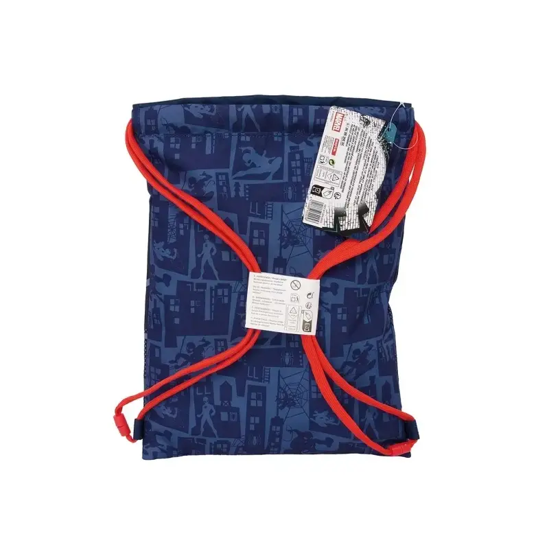 Safta Spider-Man Saco Plano - Bolsillo con Cremallera - Cierre con Cordones - 3L - Ligero y Compacto - 260x10x340mm - Color Azul