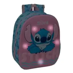 Safta Stitch Mochila 3D - Luces LED - Hombreras Acolchadas - Asa Superior Comoda - Portabotellas - 8.64L - 270x100x330mm - Color