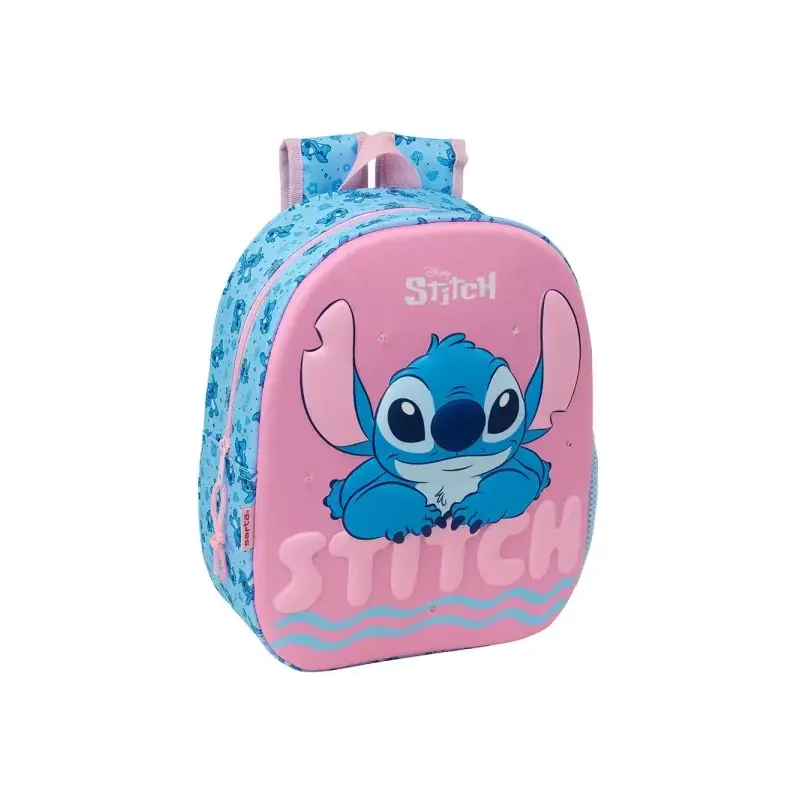 Safta Stitch Mochila 3D - Luces LED - Hombreras Acolchadas - Asa Superior Comoda - Portabotellas - 8.64L - 270x100x330mm - Color