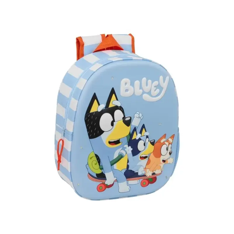 Safta Bluey Mochila 3D - Luces LED Integradas - Bolsillo Lateral - Hombreras Acolchadas - Asa Superior - 27x10x33cm - Color Azul