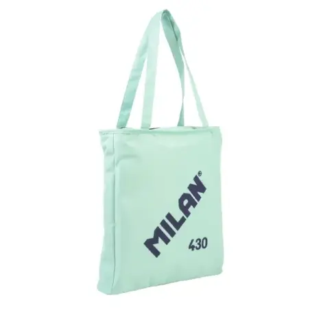 Milan Coleccion 430 Bolso Shopper 7.5L - Tamaño 38x36x6,5cm - Asa Larga 27cm - Tejido 'ripstop' - Color Verde | Ahorro Imprimien