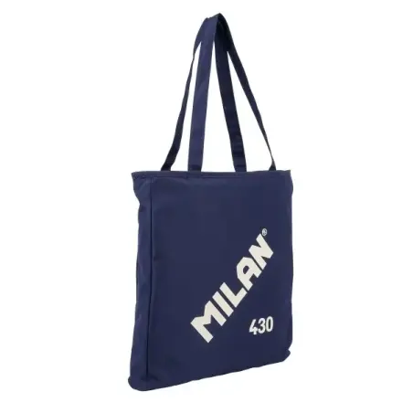Milan Coleccion 430 Bolso Shopper 7.5L - Tamaño 38x36x6,5cm - Asa Larga 27cm - Tejido 'ripstop' - Color Azul Marino | Ahorro Imp