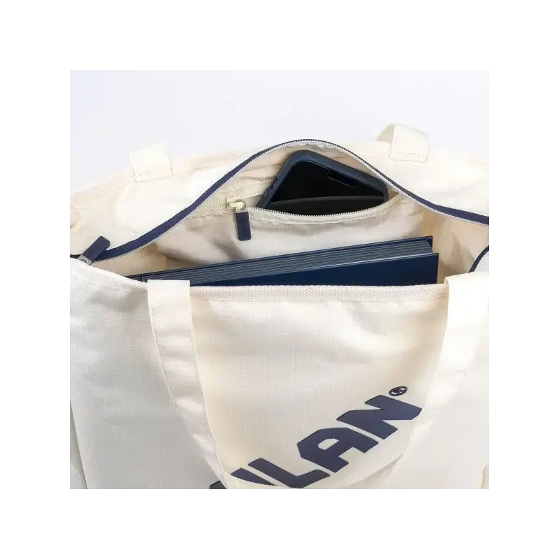 Milan Coleccion 430 Bolso Shopper 7.5L - Tamaño 38x36x6,5cm - Asa Larga 27cm - Tejido 'ripstop' - Color Beige | Ahorro Imprimien