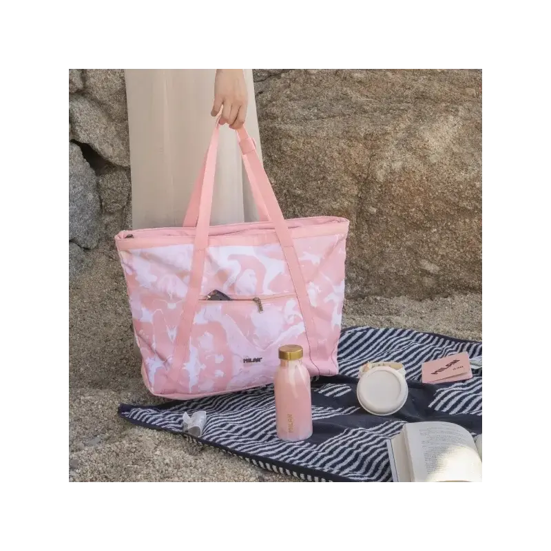 Milan Coleccion Lava Bolso Shopper 18.5L - Gran Capacidad - Cierre de Cremallera - Tamaño 52x36x3cm - Color Rosa | Ahorro Imprim