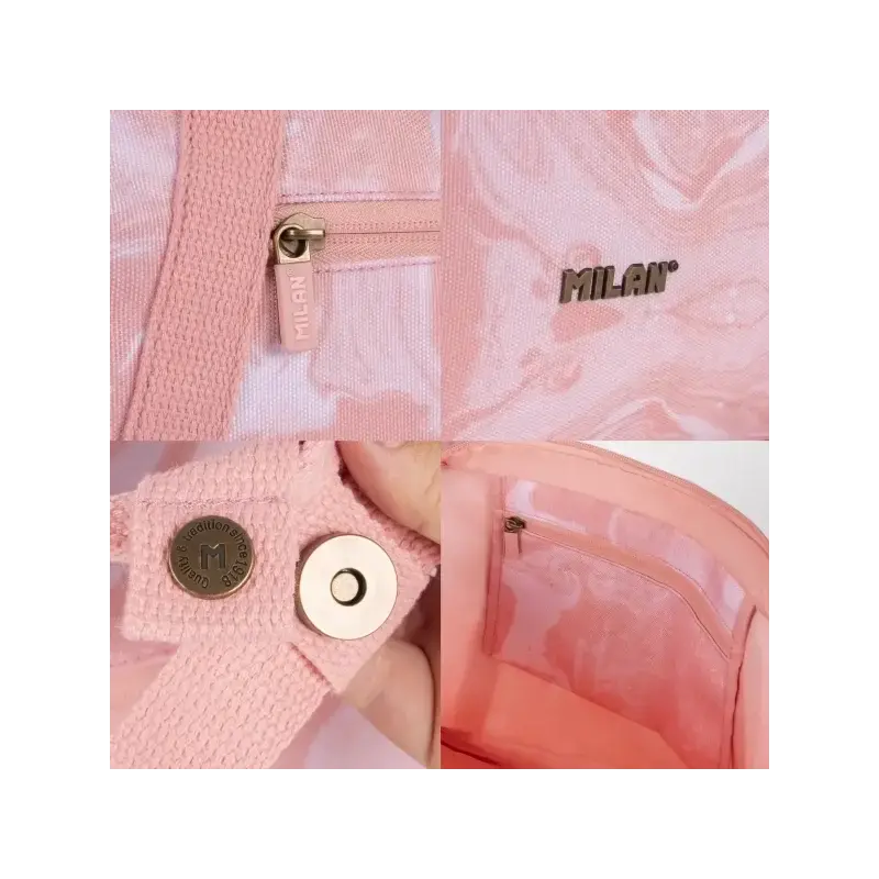 Milan Coleccion Lava Bolso Shopper 18.5L - Gran Capacidad - Cierre de Cremallera - Tamaño 52x36x3cm - Color Rosa | Ahorro Imprim