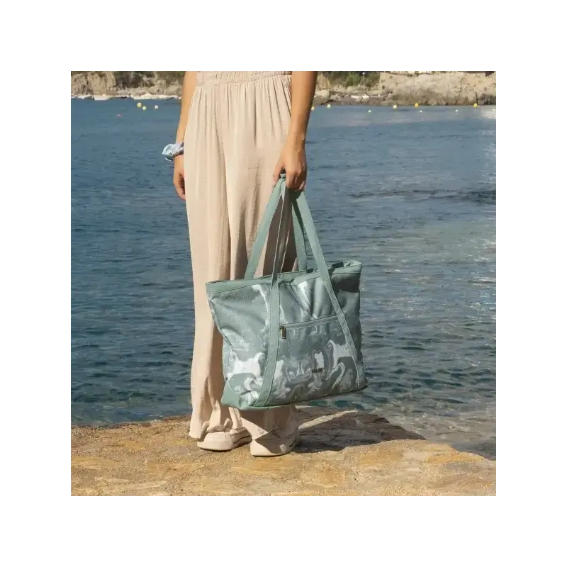 Milan Coleccion Lava Bolso Shopper 18.5L - Gran Capacidad - Cierre de Cremallera - Tamaño 52x36x3cm - Color Verde | Ahorro Impri