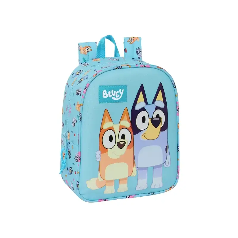 Safta Bluey Mochila Guarderia - Adaptable a Carro - Asa de Mano - 22x27x10cm - Color Azul Claro | Ahorro Imprimiendo
