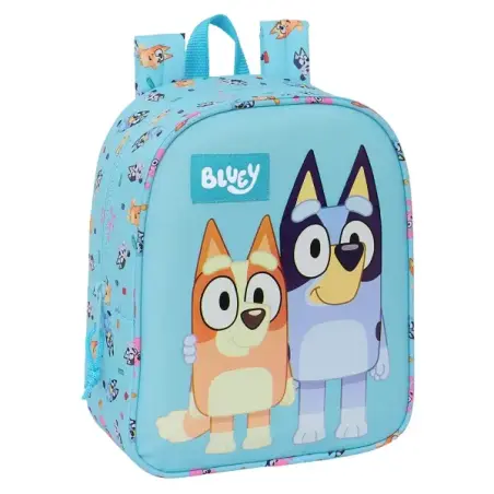 Safta Bluey Mochila Guarderia - Adaptable a Carro - Asa de Mano - 22x27x10cm - Color Azul Claro | Ahorro Imprimiendo