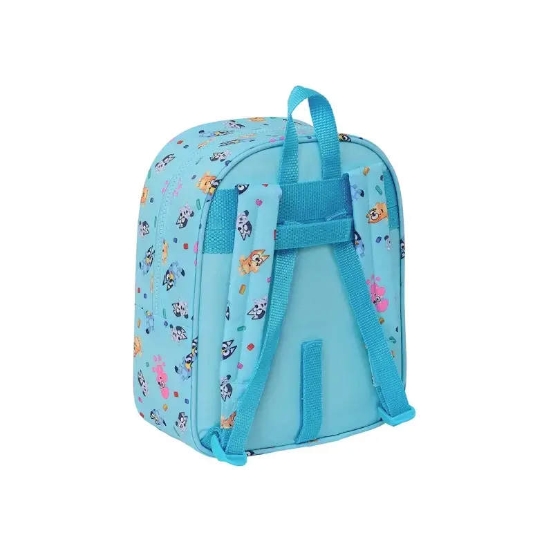 Safta Bluey Mochila Guarderia - Adaptable a Carro - Asa de Mano - 22x27x10cm - Color Azul Claro | Ahorro Imprimiendo
