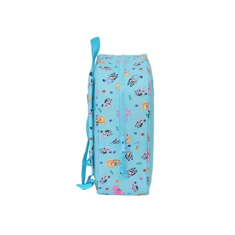 Safta Bluey Mochila Guarderia - Adaptable a Carro - Asa de Mano - 22x27x10cm - Color Azul Claro | Ahorro Imprimiendo