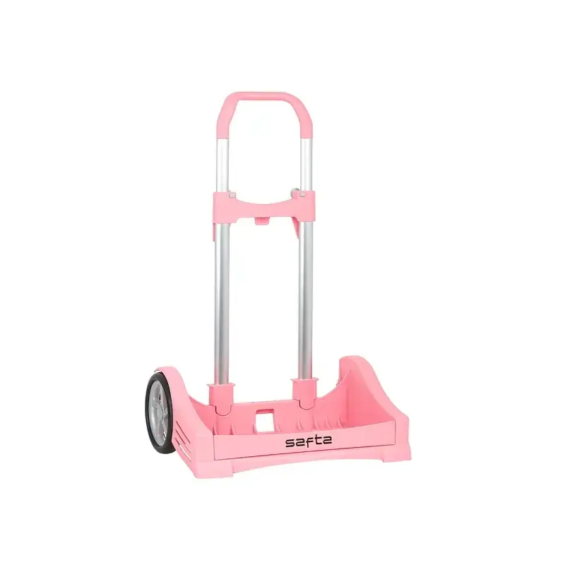 Safta Evolution Carro Portamochilas- Sujecion Universal - Ruedas de 14cm Antivibracion - Aluminio/PP - 40x85x28cm - Color Rosa |