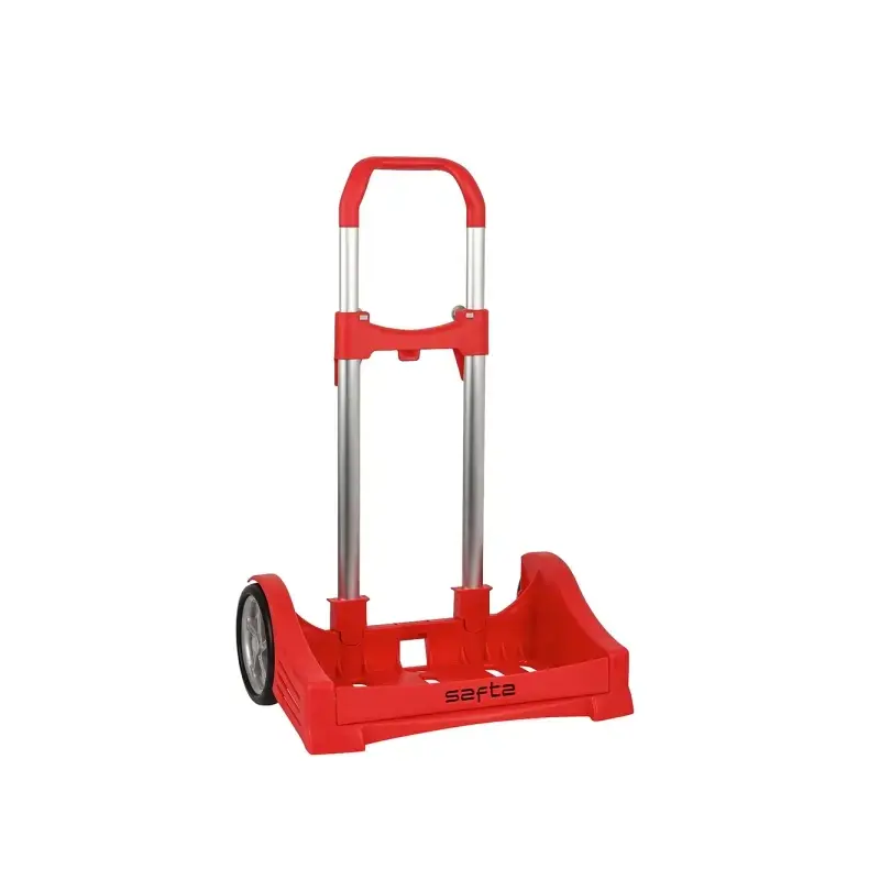 Safta Evolution Carro Portamochilas- Sujecion Universal - Ruedas de 14cm Antivibracion - Aluminio/PP - 40x85x28cm - Color Rojo |