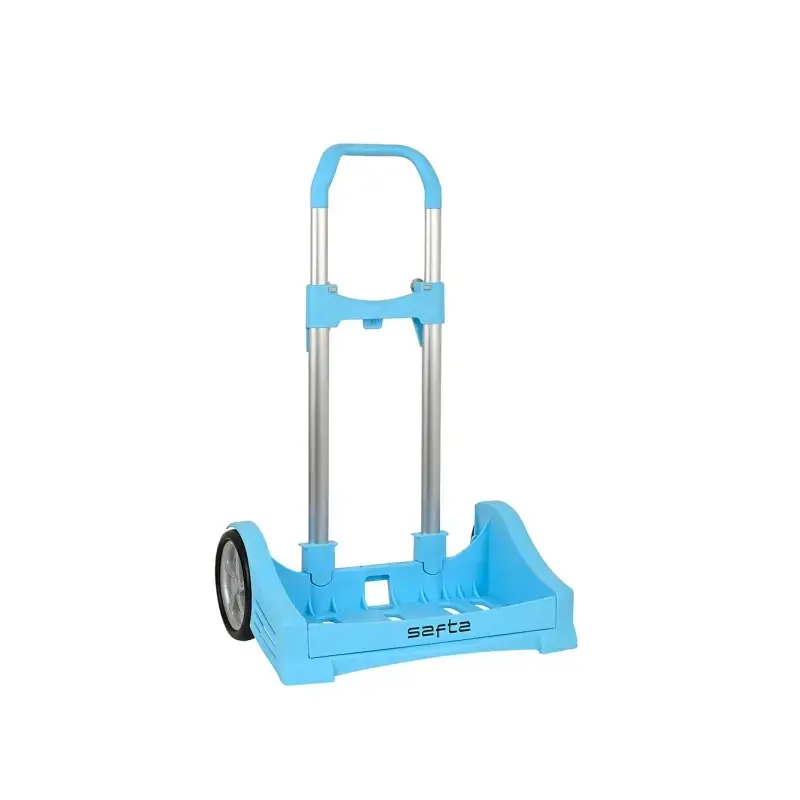Safta Evolution Carro Portamochilas- Sujecion Universal - Ruedas de 14cm Antivibracion - Aluminio/PP - 40x85x28cm - Color Azul C