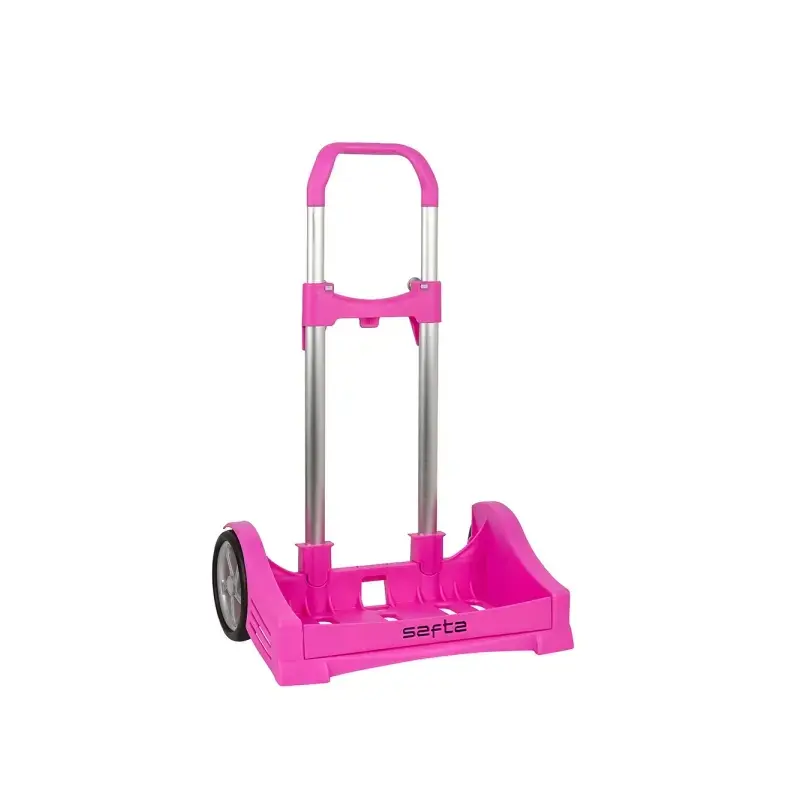 Safta Evolution Carro Portamochilas- Sujecion Universal - Ruedas de 14cm Antivibracion - Aluminio/PP - 40x85x28cm - Color Magent