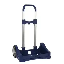 Safta Evolution Carro Portamochilas- Sujecion Universal - Ruedas de 14cm Antivibracion - Aluminio/PP - 40x85x28cm - Color Azul O