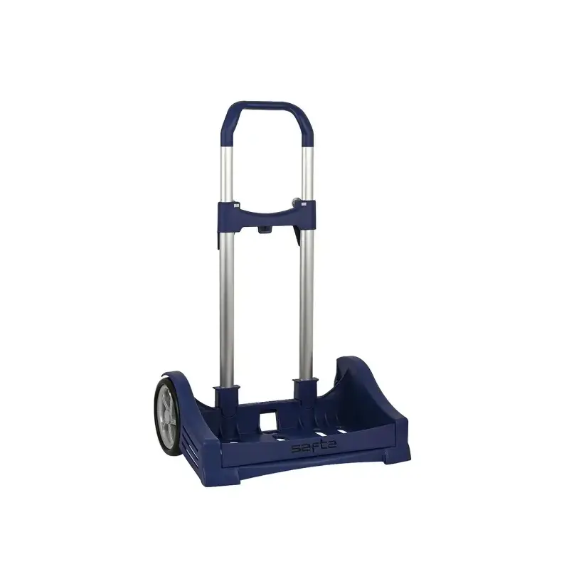 Safta Evolution Carro Portamochilas- Sujecion Universal - Ruedas de 14cm Antivibracion - Aluminio/PP - 40x85x28cm - Color Azul O