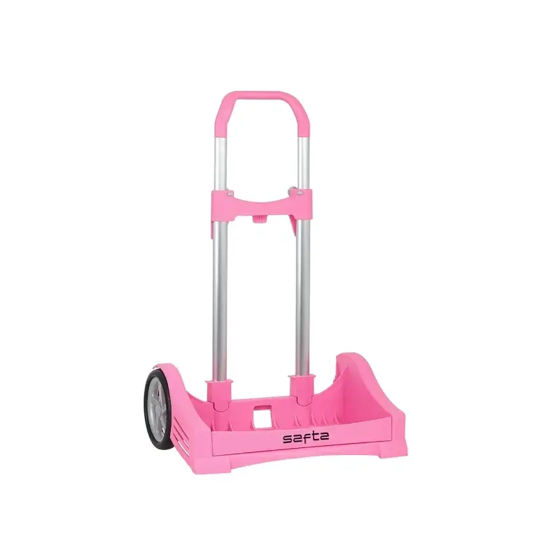 Safta Evolution Carro Portamochilas- Sujecion Universal - Ruedas de 14cm Antivibracion - Aluminio/PP - 40x85x28cm - Color Rosa |