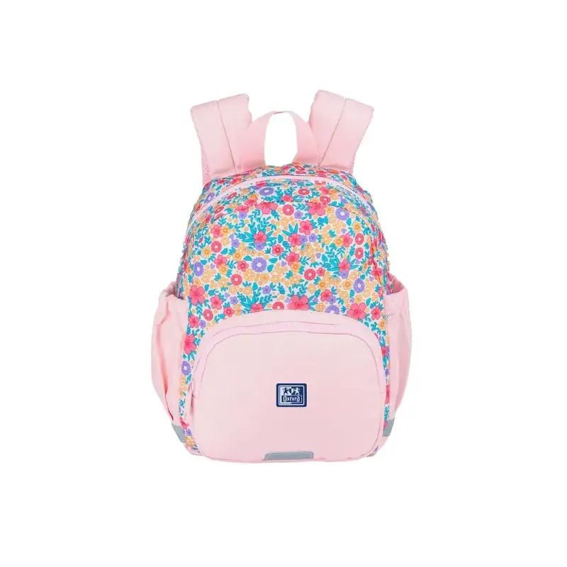 Oxford Floral Mochila Infantil 8.5L - 2 Bolsillos Laterales con Goma Eslastica - Espalda Acolchada Ergonomica - Elementos Reflec
