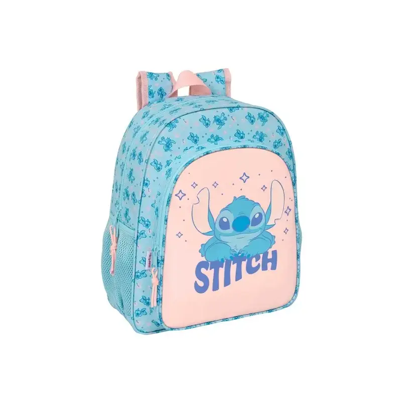 Safta Stitch Ohana Mochila - Adaptable a Carro - Portabotellas - Doble Tirador - Ergonomia Acolchada - Bolsillo Frontal - Asa de