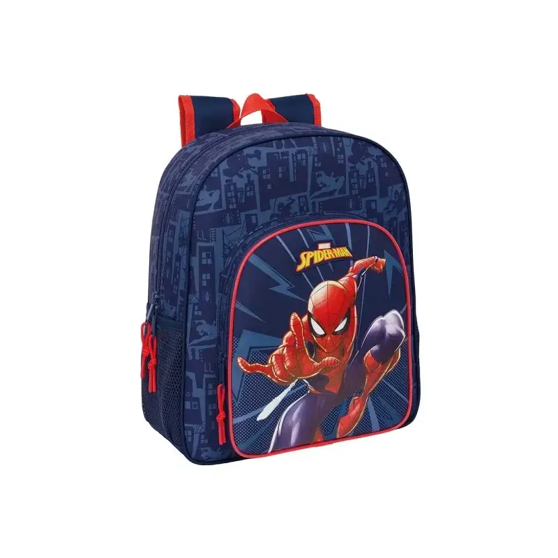 Safta Spider-Man Mochila - Adaptable a Carro - Portabotellas - Doble Tirador en Cremallera - Hombreras Ergonomicas Acolchadas -