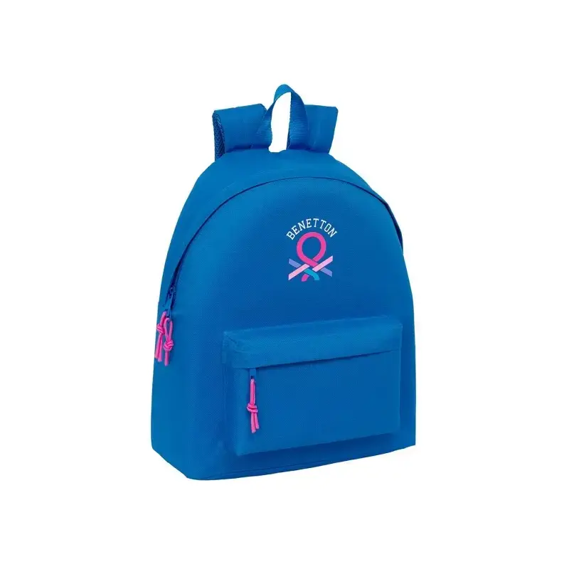 Safta Benetton Basics Azulina Mochila - Bolsillo Frontal - Hombreras Acolchadas - Doble Tirador en Cremallera - Asa de Mano Supe