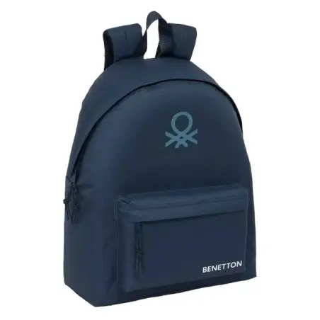 Safta Benetton Basics Antracita Mochila - Bolsillo Frontal - Hombreras Acolchadas - Doble Tirador en Cremallera - Asa Superior -