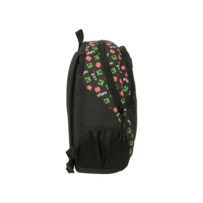 Safta Minecraft Mochila Adaptable a Carro - Portabotellas - Compartimentos Grandes - Tirador Doble - Hombreras Acolchadas - Asa