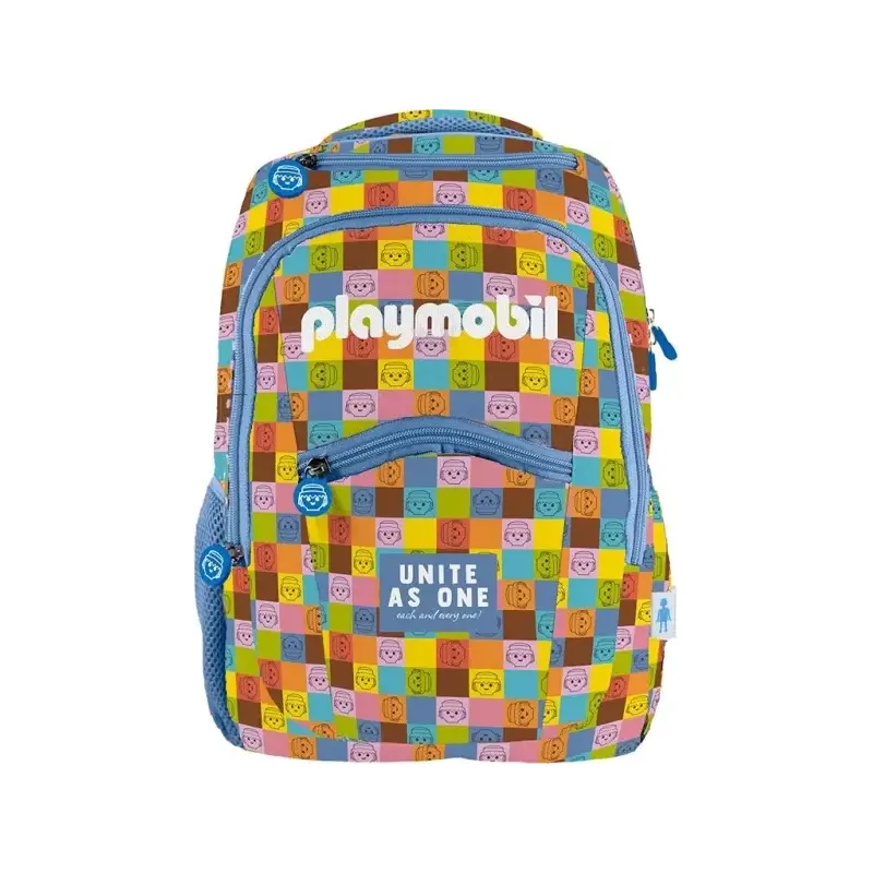 Dohe Playmobil Unite As One Mochila Escolar - Compartimento Principal con Bolsillo Acolchado - Bolsillos Laterales para Bebidas