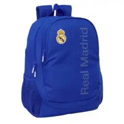 Safta Real Madrid Mochila Adaptable a Carro - Portabotellas - Dos Compartimentos Grandes - Doble Cremallera - Hombreras Ergonomi