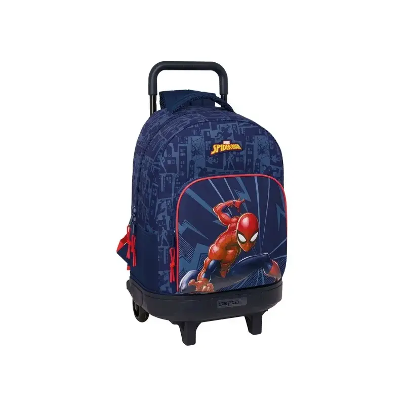 Safta Spider-Man Mochila con Carro - Extraible - Bolsillo Frontal - Portabotellas - Tirador Doble - Hombreras Acolchadas - Asa A