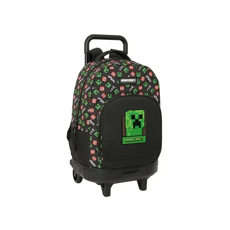 Safta Minecraft Mochila con Carro - Extraible - Bolsillo Frontal - Portabotellas - Tirador Doble - Hombreras Acolchadas - Asa Ac