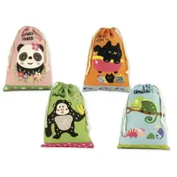 Bismark Animals Bolsa Escolar para Merienda - Medida 22x35cm - Ciere de Tiras - 4 Diseños Diferentes | Ahorro Imprimiendo