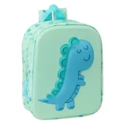 Safta Dino Mochila Guarderia 3D de 6L - Asa de Mano Superior - Asas Regulables y Acolchadas - Cierre de Cremallera - 22x27x10cm