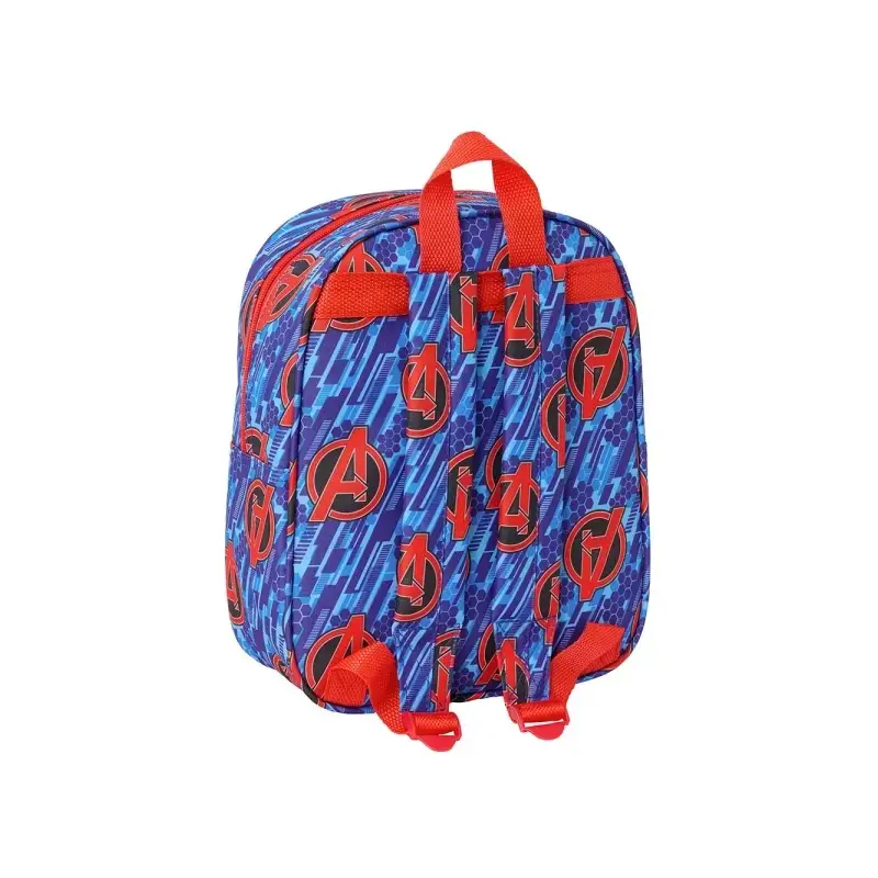 Safta Avengers Mochila Guarderia 3D de 6L - Asa de Mano Superior - Asas Regulables y Acolchadas - Cierre de Cremallera - 22x27x1