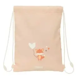 Safta Flores Saco Plano - Bolsillo con Cremallera - Cierre con Cordones - 3L - 260x10x340mm - Color Melocoton | Ahorro Imprimien