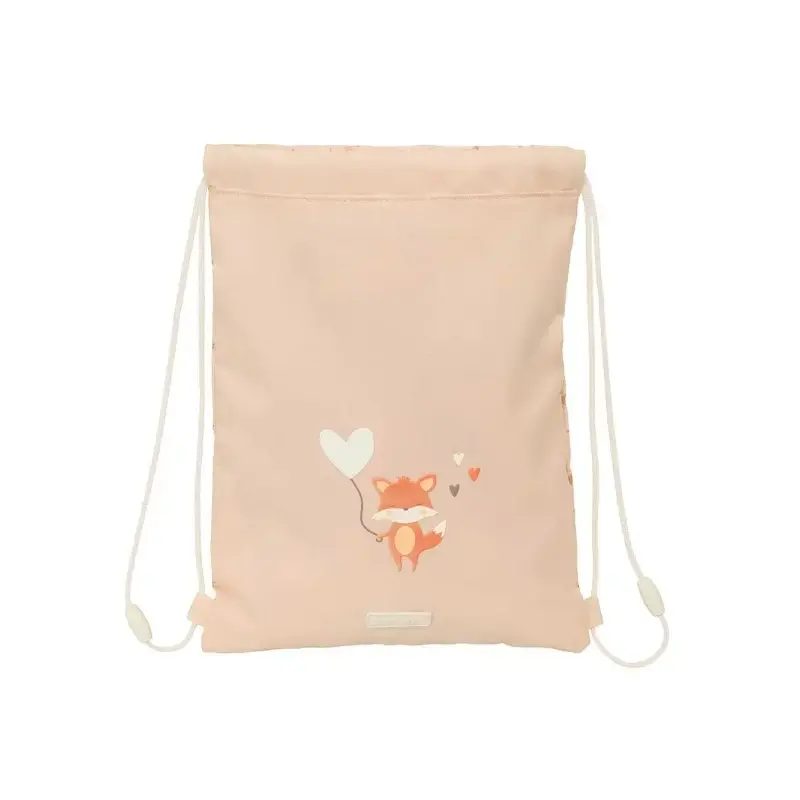 Safta Flores Saco Plano - Bolsillo con Cremallera - Cierre con Cordones - 3L - 260x10x340mm - Color Melocoton | Ahorro Imprimien