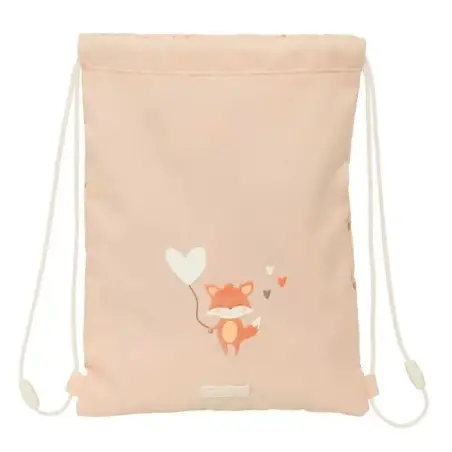 Safta Flores Saco Plano - Bolsillo con Cremallera - Cierre con Cordones - 3L - 260x10x340mm - Color Melocoton | Ahorro Imprimien