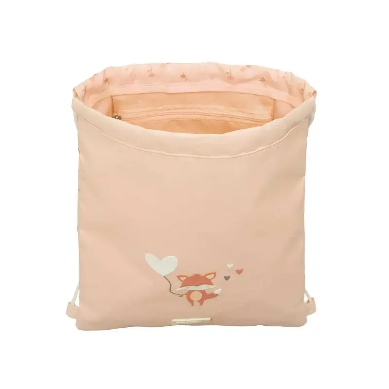 Safta Flores Saco Plano - Bolsillo con Cremallera - Cierre con Cordones - 3L - 260x10x340mm - Color Melocoton | Ahorro Imprimien
