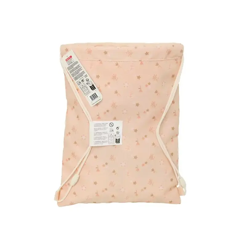 Safta Flores Saco Plano - Bolsillo con Cremallera - Cierre con Cordones - 3L - 260x10x340mm - Color Melocoton | Ahorro Imprimien
