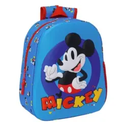 Safta Mickey Mouse Mochila - Asa de Mano - Portabotellas Lateral - 27x33x10cm - Color Azul | Ahorro Imprimiendo