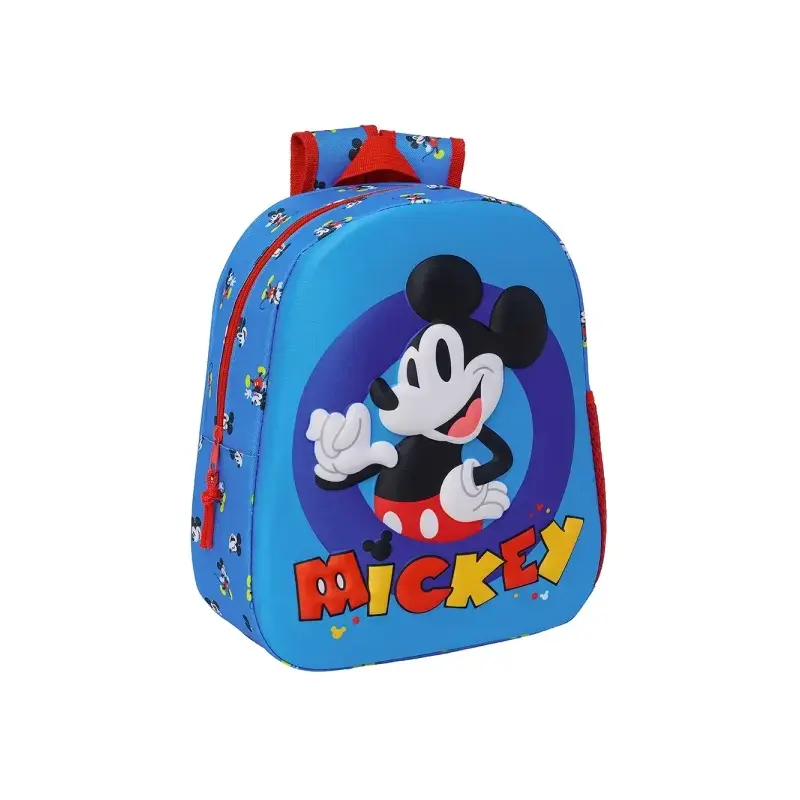 Safta Mickey Mouse Mochila - Asa de Mano - Portabotellas Lateral - 27x33x10cm - Color Azul | Ahorro Imprimiendo