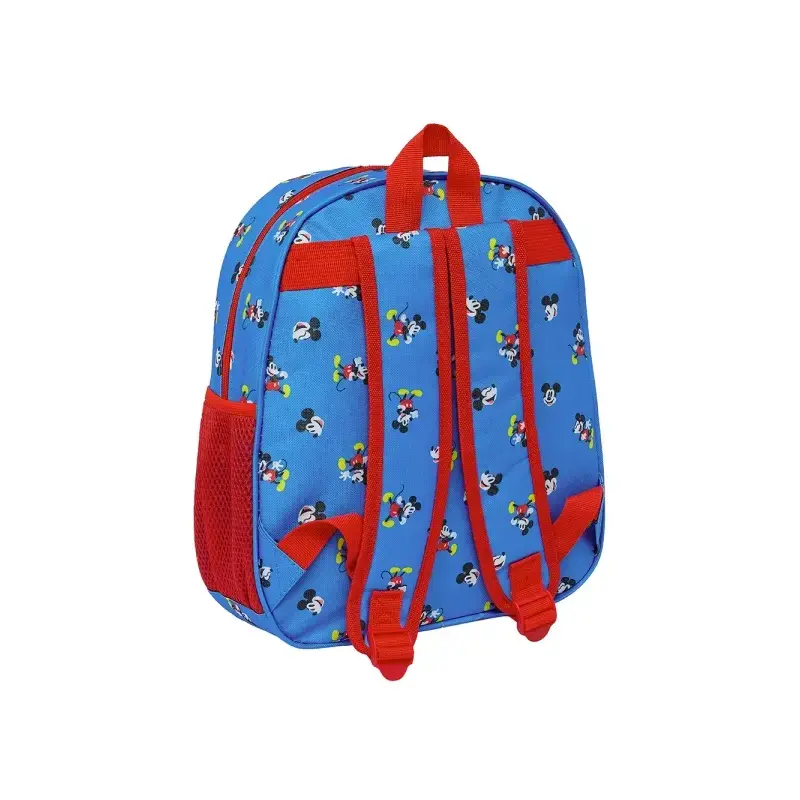 Safta Mickey Mouse Mochila - Asa de Mano - Portabotellas Lateral - 27x33x10cm - Color Azul | Ahorro Imprimiendo