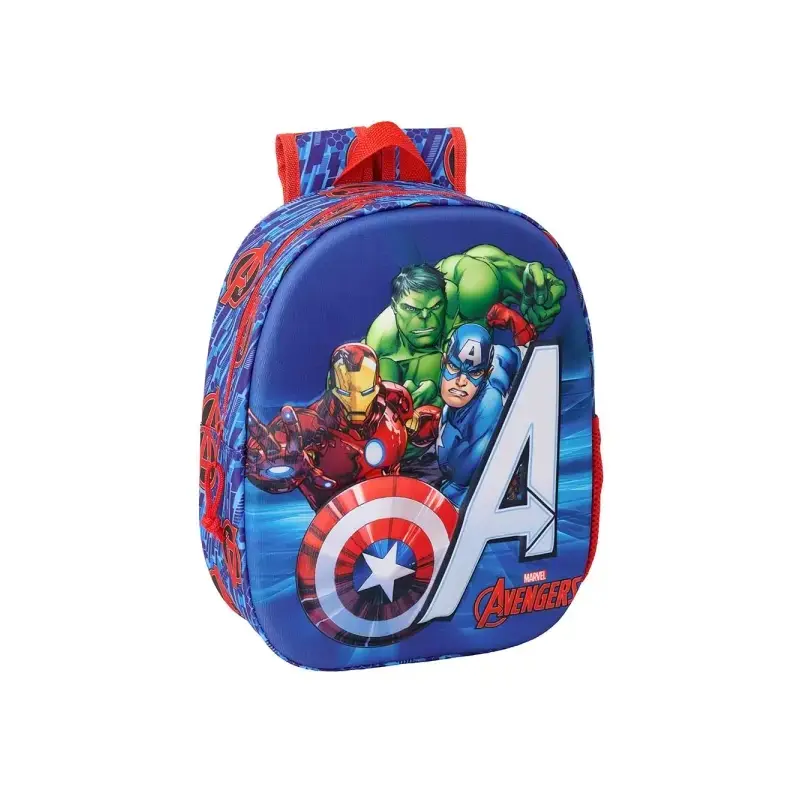 Safta Avengers Mochila 3D de 8.64L - Portabotellas - Tarjeta de Identificacion Personal - Hombreras Acolchadas - 27x33x10cm - Co