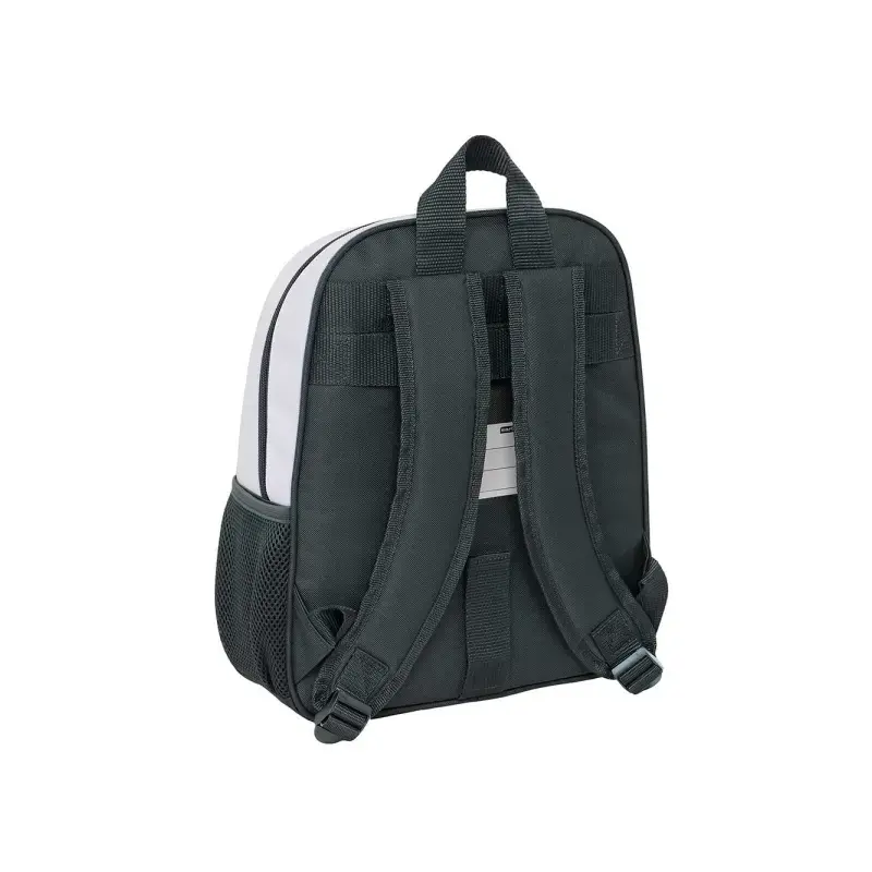 Safta Real Madrid Mochila Infantil de 10L - Adaptable a Carro - 2 Compartimentos - Portabotellas - 28x34x10cm - Color Blanco y N