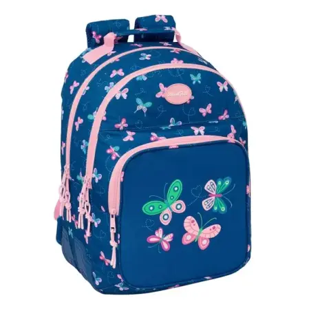 Safta Blackfit8 Mariposas Mochila con 2 Compartimentos - Antirozaduras - Adaptable a Carro - Portabotellas - Tirador Doble - Hom